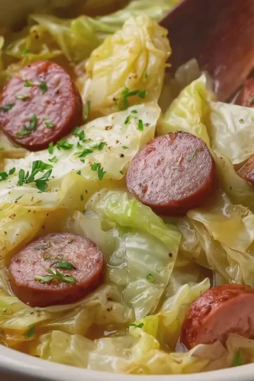 Slow Cooker Cabbage and Smoked Sausage
