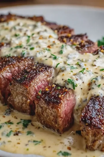 Steak With Garlic Cream Sauce