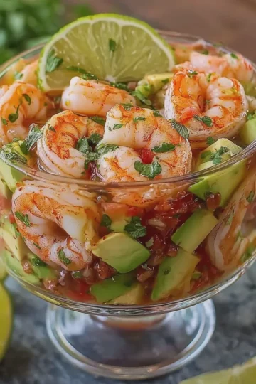 Chilled Mexican Shrimp Seafood Cocktail with Avocado