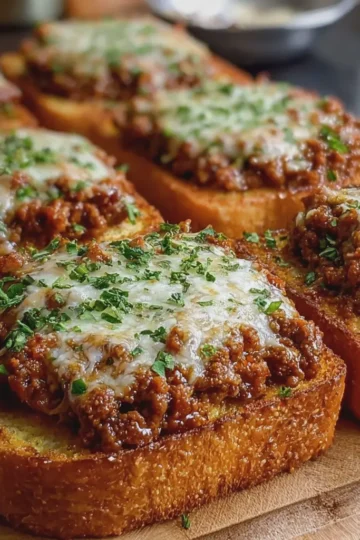 Cheesy Sloppy Joe Garlic Toast