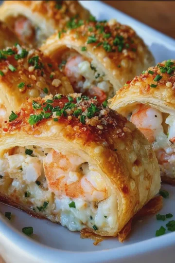 Flaky Shrimp and Crab Cheese Seafood Rolls