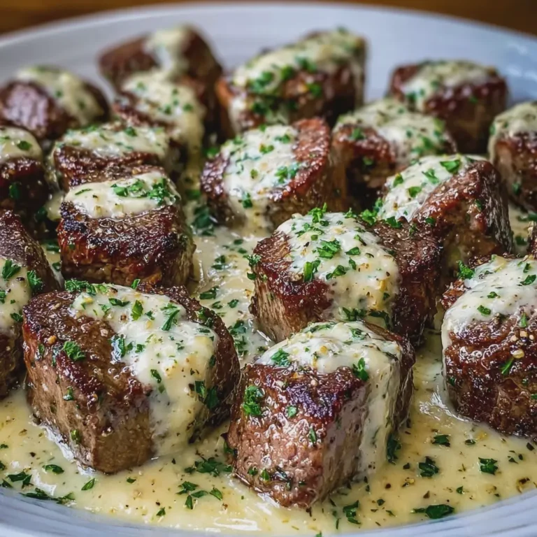 Garlic Butter Steak Bites with Parmesan Cream Sauce