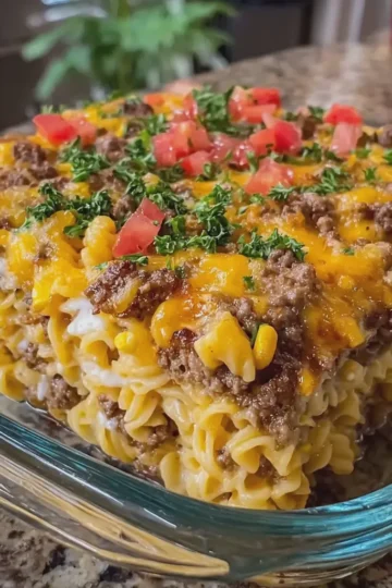 Loaded Cowboy Cheeseburger Casserole