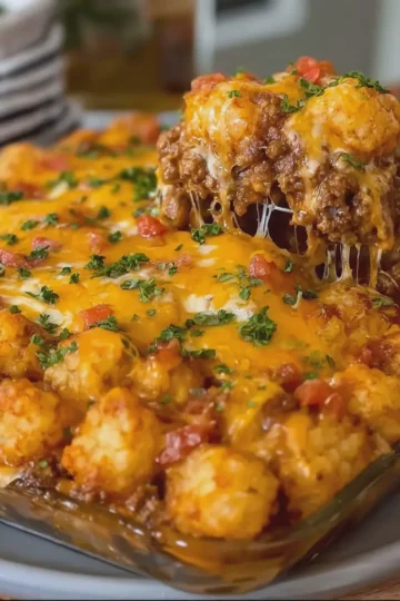 Cheesy Sloppy Joe Tater Tot Bake