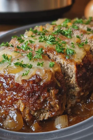 Crockpot French Onion Meatloaf