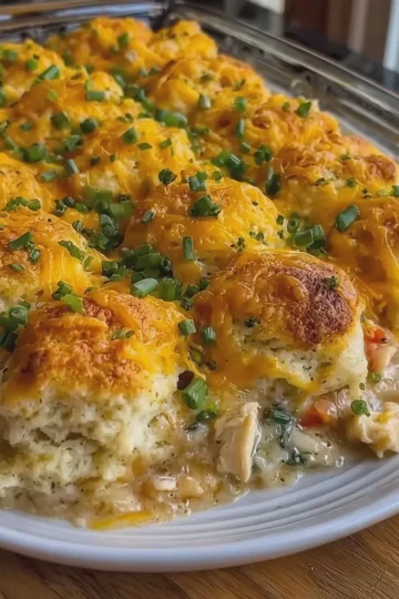 Cheddar Ranch Chicken and Biscuit Casserole