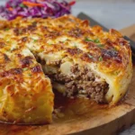 Crispy Potato and Beef Pie with Quick Slaw