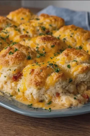 Cheddar Ranch Chicken and Biscuit Casserole