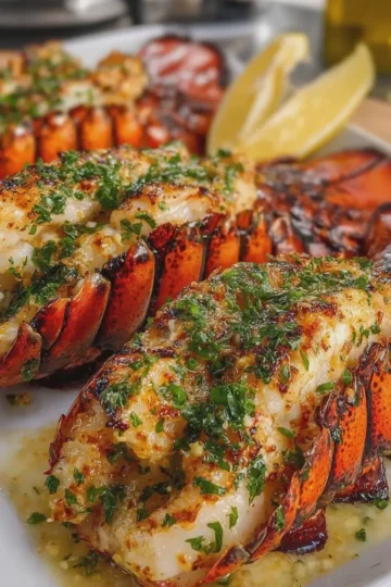 Grilled Lobster Seafood Tails with Garlic Butter Sauce