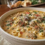 Creamy Parmesan Italian Sausage Ditalini Soup