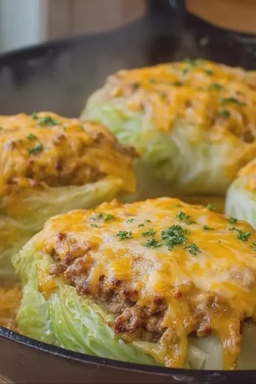 Cheesy Stuffed Cabbage Steaks