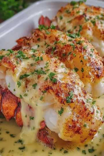 Garlic Butter Lobster Tail with Creamy Parmesan Sauce