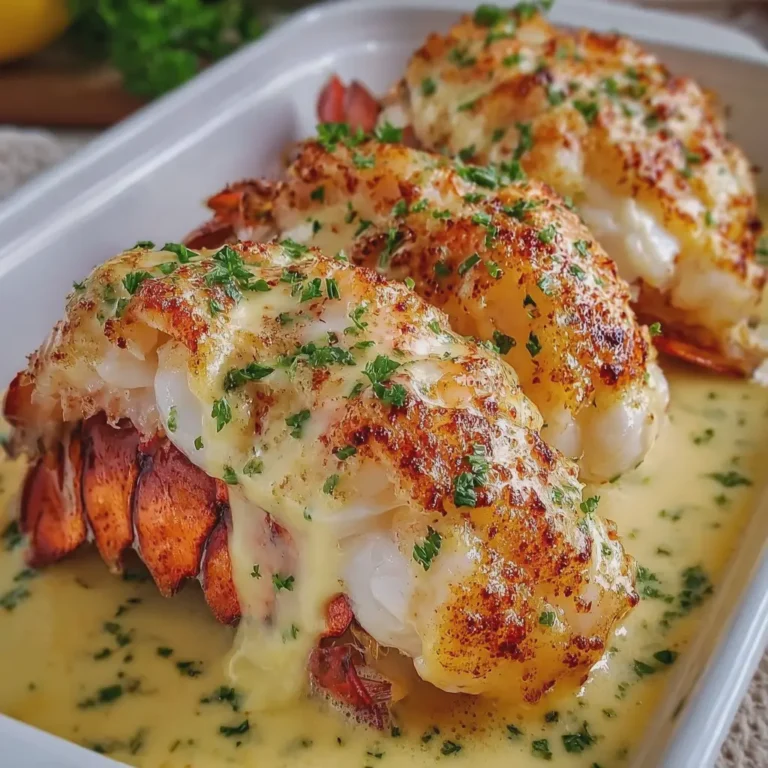 Garlic Butter Lobster Tail with Creamy Parmesan Sauce