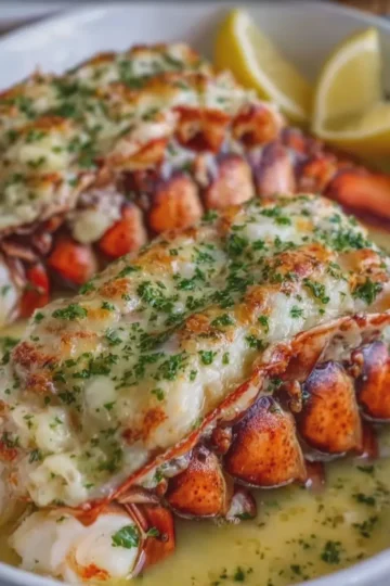 Easy Creamy Garlic Parmesan Baked Lobster Tails