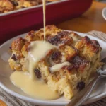 Old Fashioned Bread Pudding with Vanilla Sauce