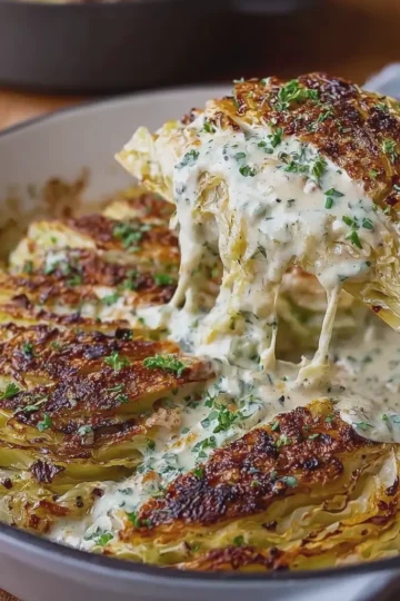 Creamy Seared Cabbage Wedges Bake
