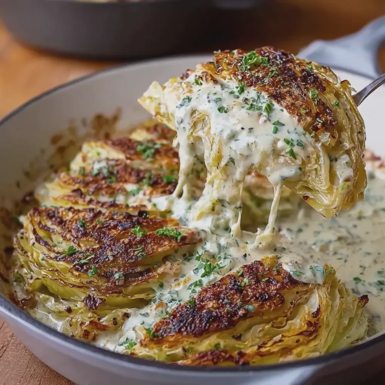 Creamy Seared Cabbage Wedges Bake