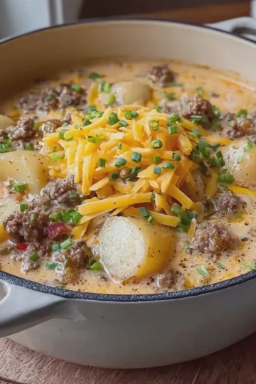 Cheesy Hamburger Potato Soup