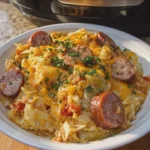 Crockpot Cheesy Cabbage and Sausage Casserole
