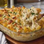 Creamy Chicken Alfredo Rigatoni Bake