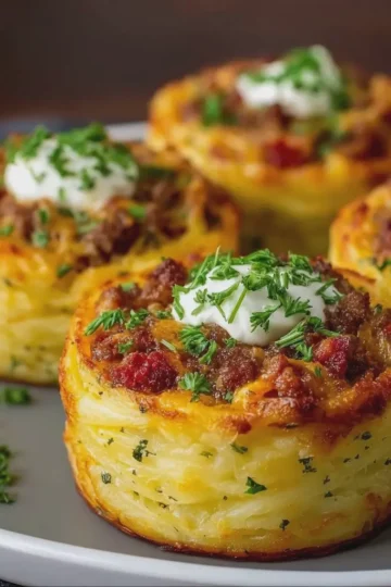 Super Easy Stuffed Mashed Potato Nests