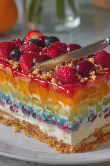 Rainbow Fruit Cheesecake Lasagna