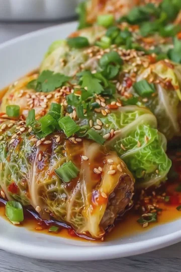 Sesame Ginger Keto Cabbage Rolls