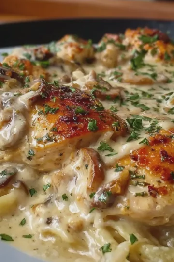 Creamy Chicken Potato Bake with Mushroom Sauce