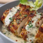 Parmesan Baked Caesar Chicken with Creamy Garlic Sauce