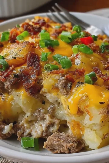 Crockpot Cheesesteak Potato Casserole