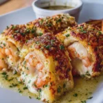 Creamy Garlic Parmesan Shrimp Roll Ups