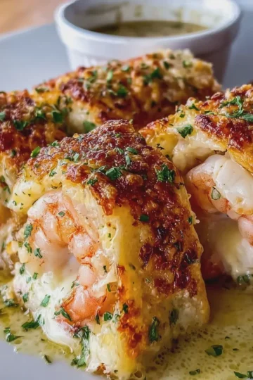 Creamy Garlic Parmesan Shrimp Roll Ups