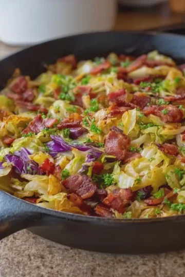 Turkey Bacon and Potato Cabbage Skillet