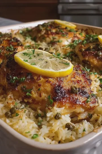 Lemon Piccata Chicken and Rice Bake