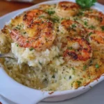 Creamy Garlic Parmesan Shrimp and Rice Bake