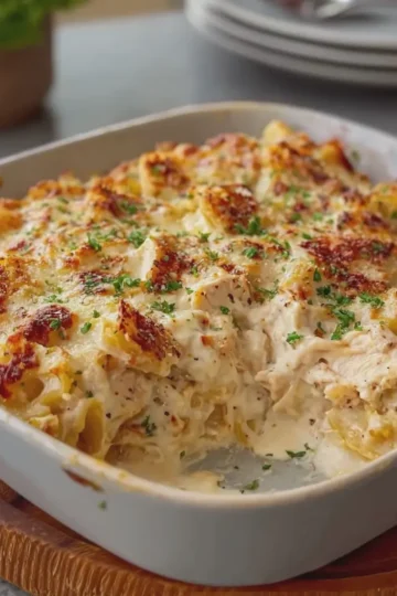 The Creamiest Cheesy Chicken Casserole