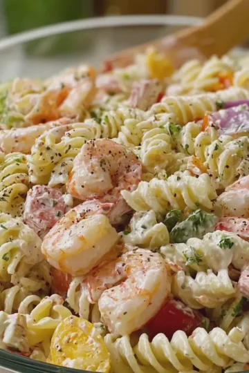 Creamy Shrimp and Seafood Rotini Pasta Salad
