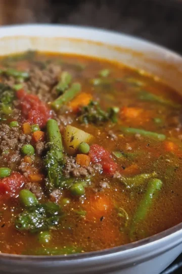 Homemade Vegetable Soup with Ground Beef