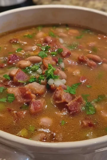 Mexican Pinto Bean Soup with Turkey Bacon
