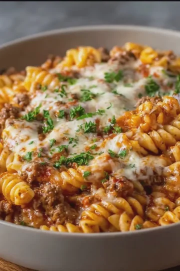 Creamy Beef Rotini with Velveeta Marinara