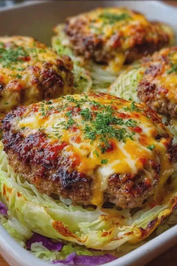 Cheesy Cabbage Burger Steaks