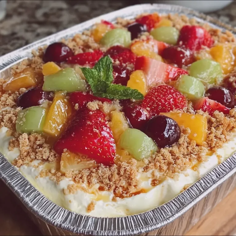 Cheesecake Fruit Salad In Tin Foil Tray