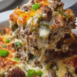 High Protein Low Carb Philly Cheesesteak Casserole