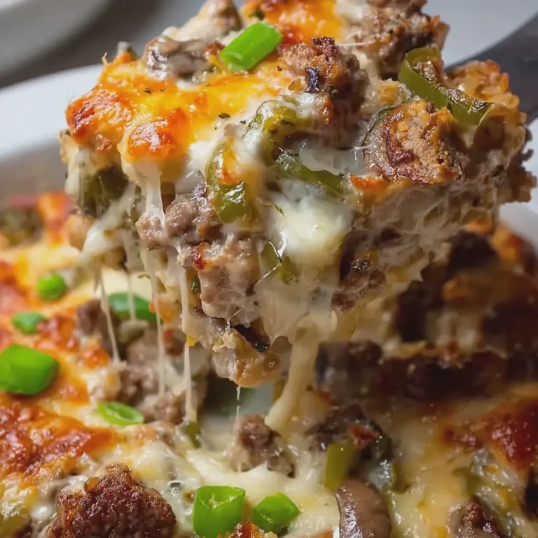 High Protein Low Carb Philly Cheesesteak Casserole