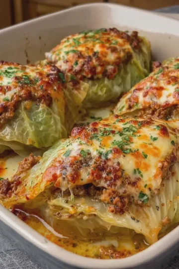 Cheesy Stuffed Cabbage Halves
