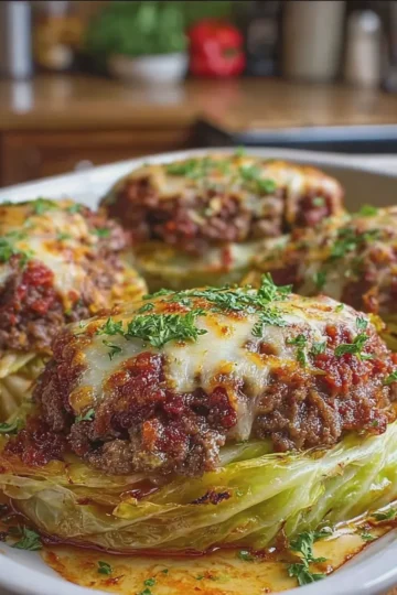 Cheesy Beef-Stuffed Cabbage Steaks