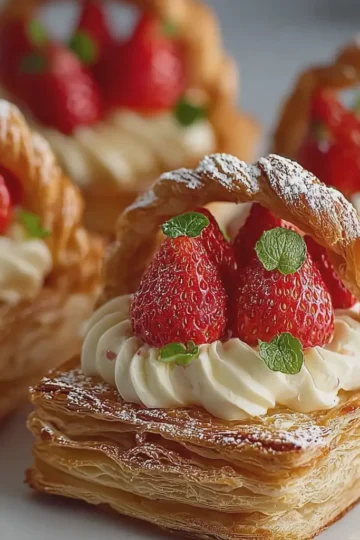 ## Puff Pastry Fruit Baskets with Custard Cream and Strawberries 🍓