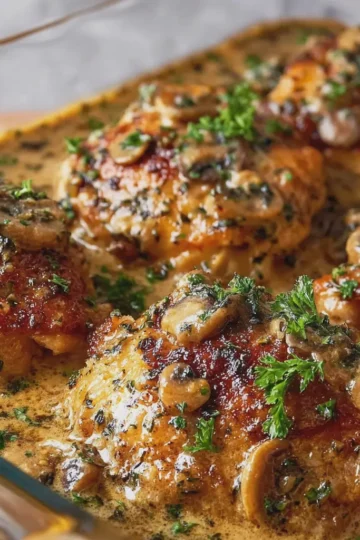5-Ingredient Oven Smothered Chicken Thighs