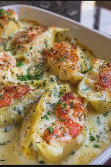 Creamy Seafood Stuffed Shells with Garlic Shrimp