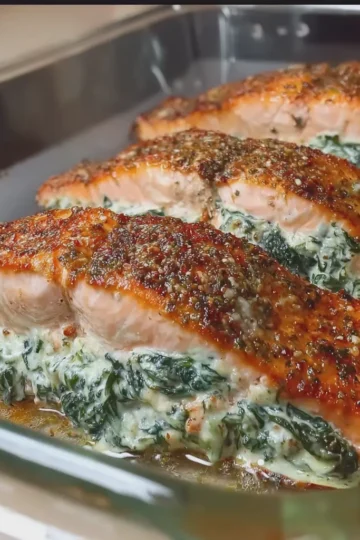 Creamy Spinach Stuffed Salmon